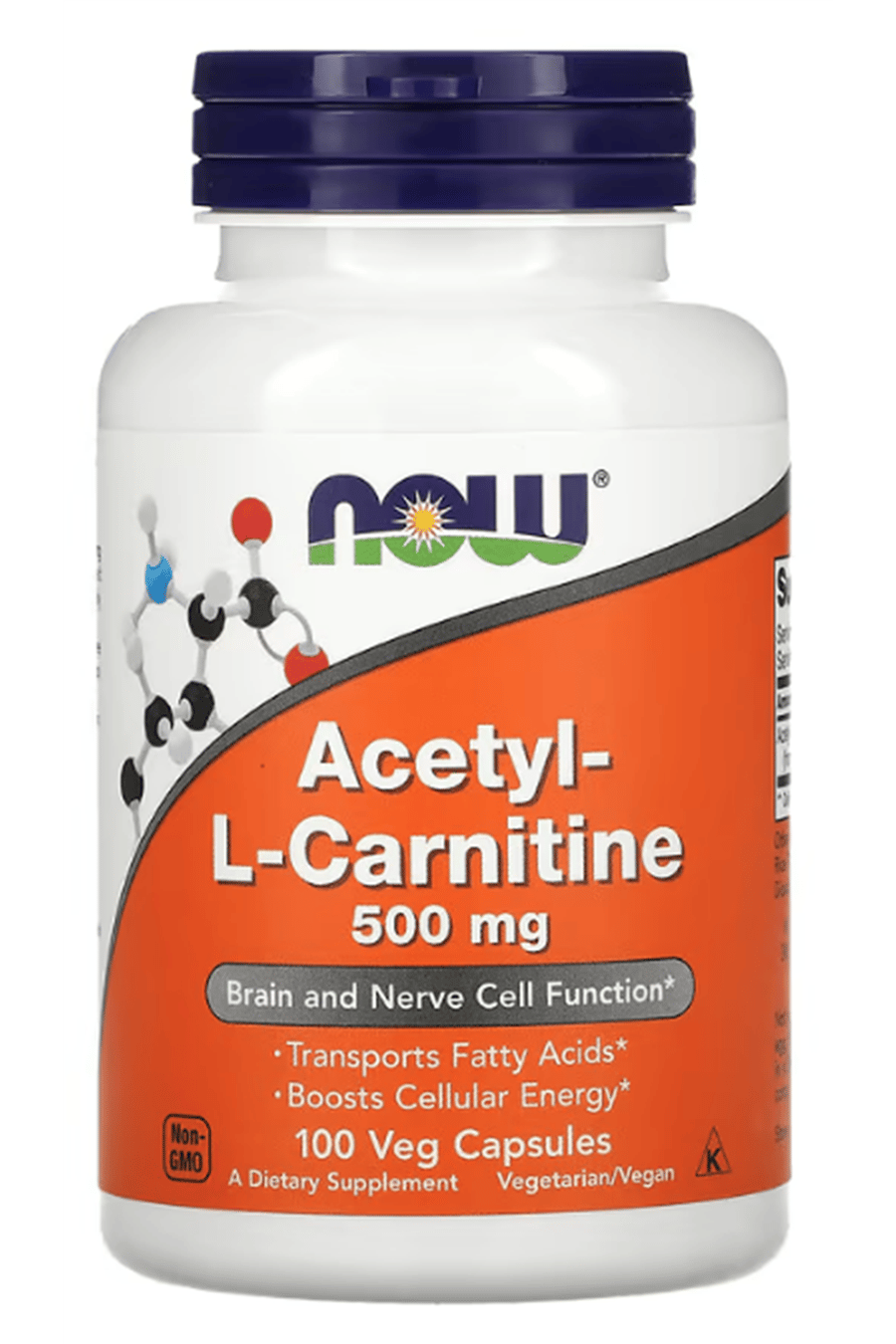 NOW Acetyl-L-Carnitine  500 mg  100 Veg Capsul. USA.46.