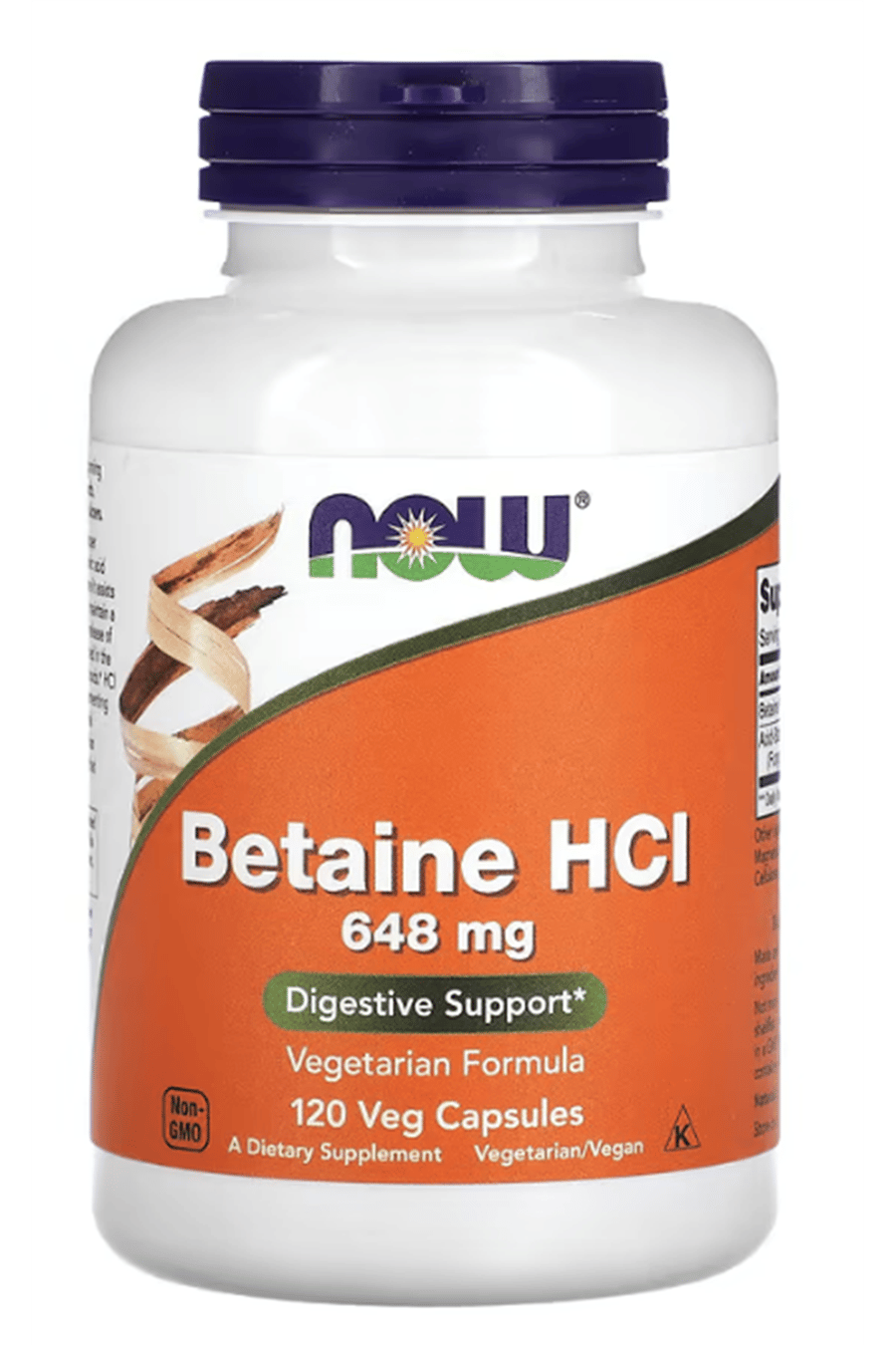 NOW Betaine HCL 648 mg 120 Veggie Capsul. USA Menşei. 3941