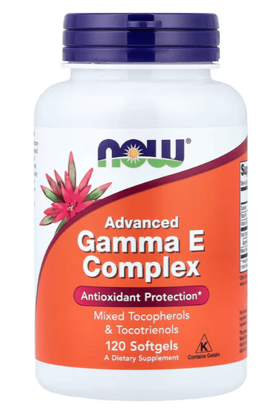 NOW Foods Gamma E Complex Advanced Vitamin E  Tocopherols and Tocotrienols 120 Softgels.