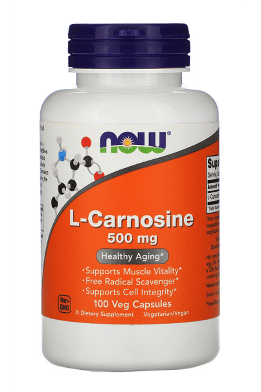 NOW FOODS  L-Carnosine, 500 mg, 100 Veg Capsules.Abd Menşei 64.