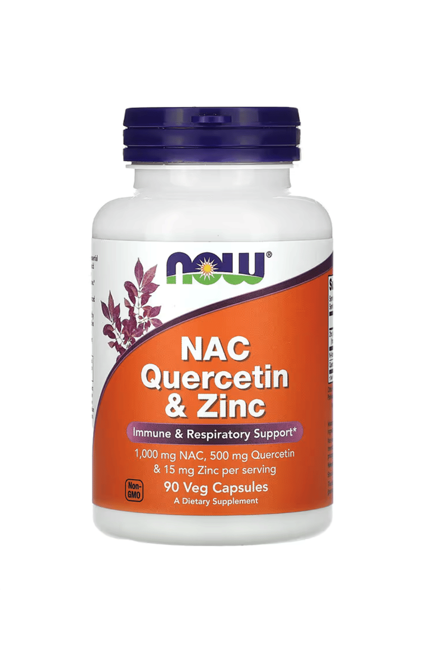 NOW NAC N-Acetyl Cysteine Quercetin & Zinc (elemental) (from 75 mg Zinc Bisglycinate) (Albion™) 90 Veg Capsul.51.