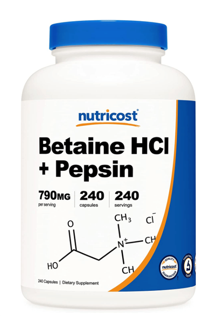 Nutricost Betaine HCl + Pepsin 790mg, 240 Capsules - Gluten Free & Non-GMO.Abd Menşei.39.