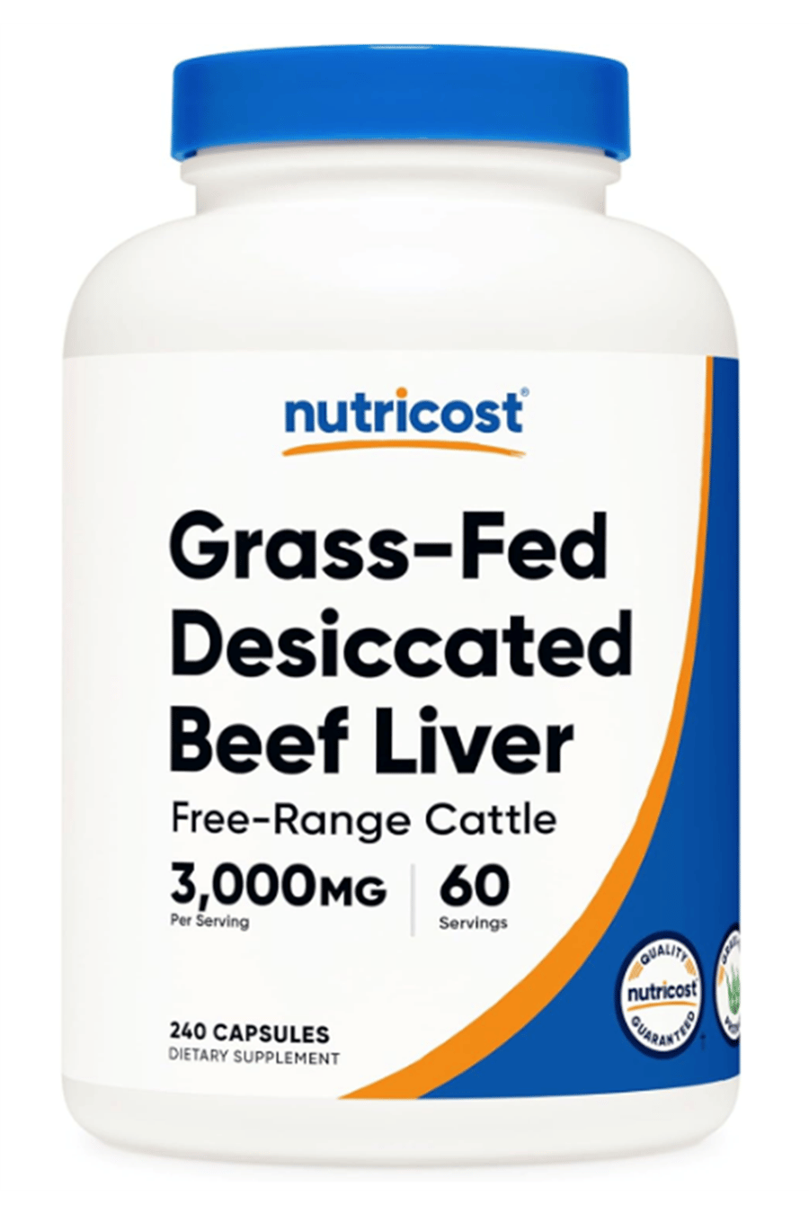 Nutricost Grass Fed Desiccated Beef Liver 3000mg Per Serv (750mg Per Cap), 240 Capsul 60 Servings.Abd Menşei