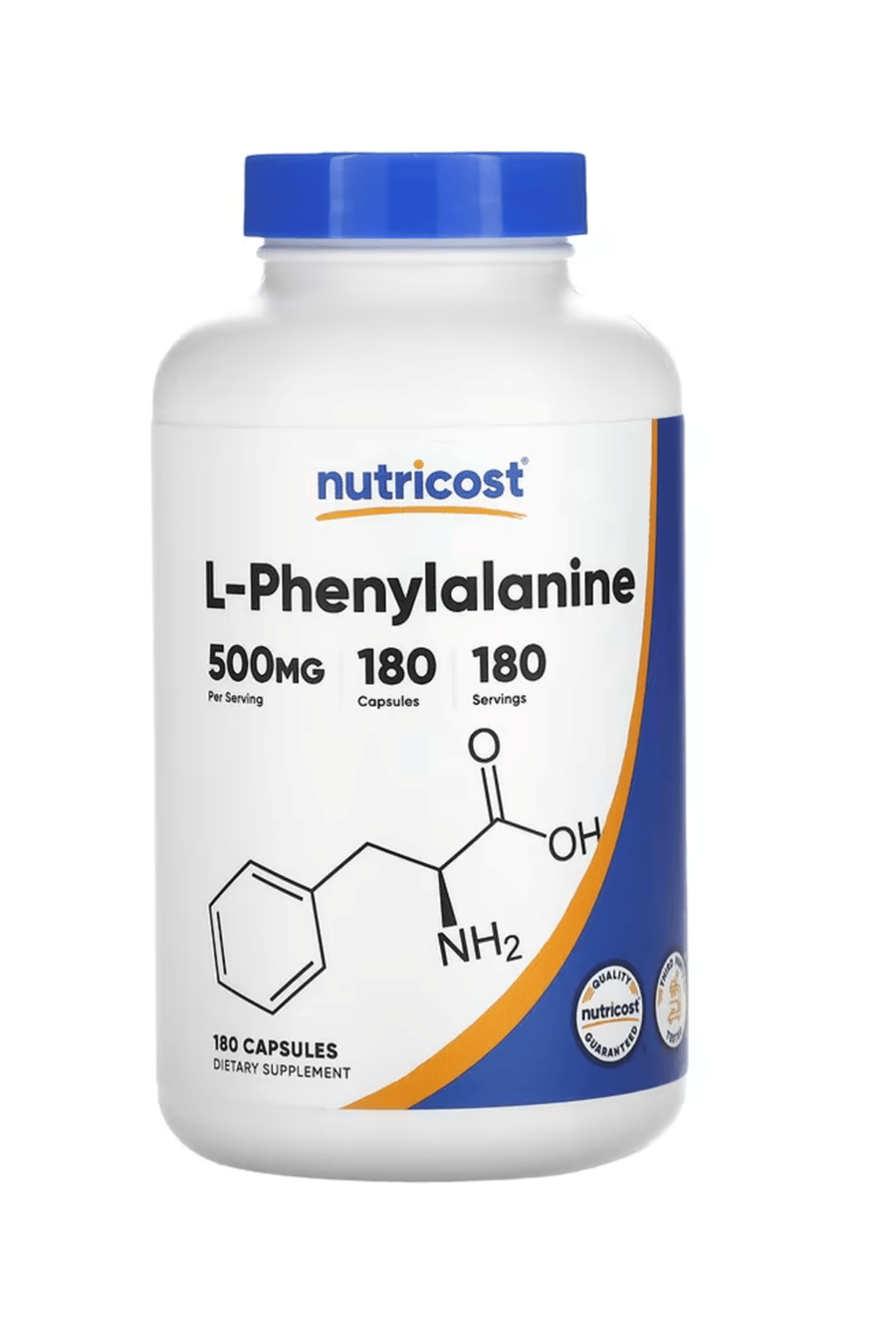 Nutricost L-Phenylalanine 500mg; 180 Capsules - Non-GMO, Amino Acid.35.