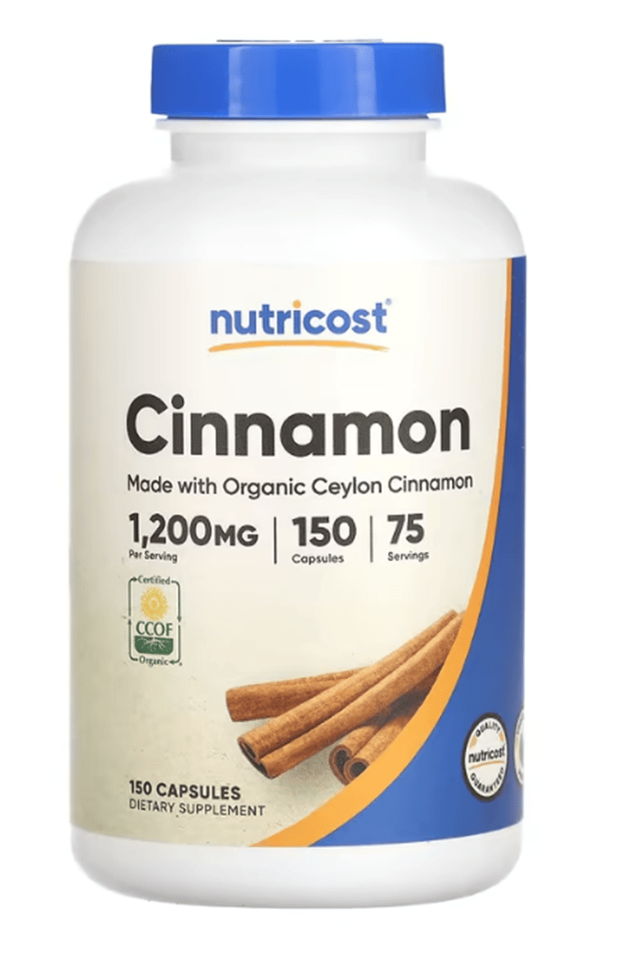 Nutricost Organic Cinnamon (Ceylon Cinnamon) 1,200mg Serving, 150 Capsul.