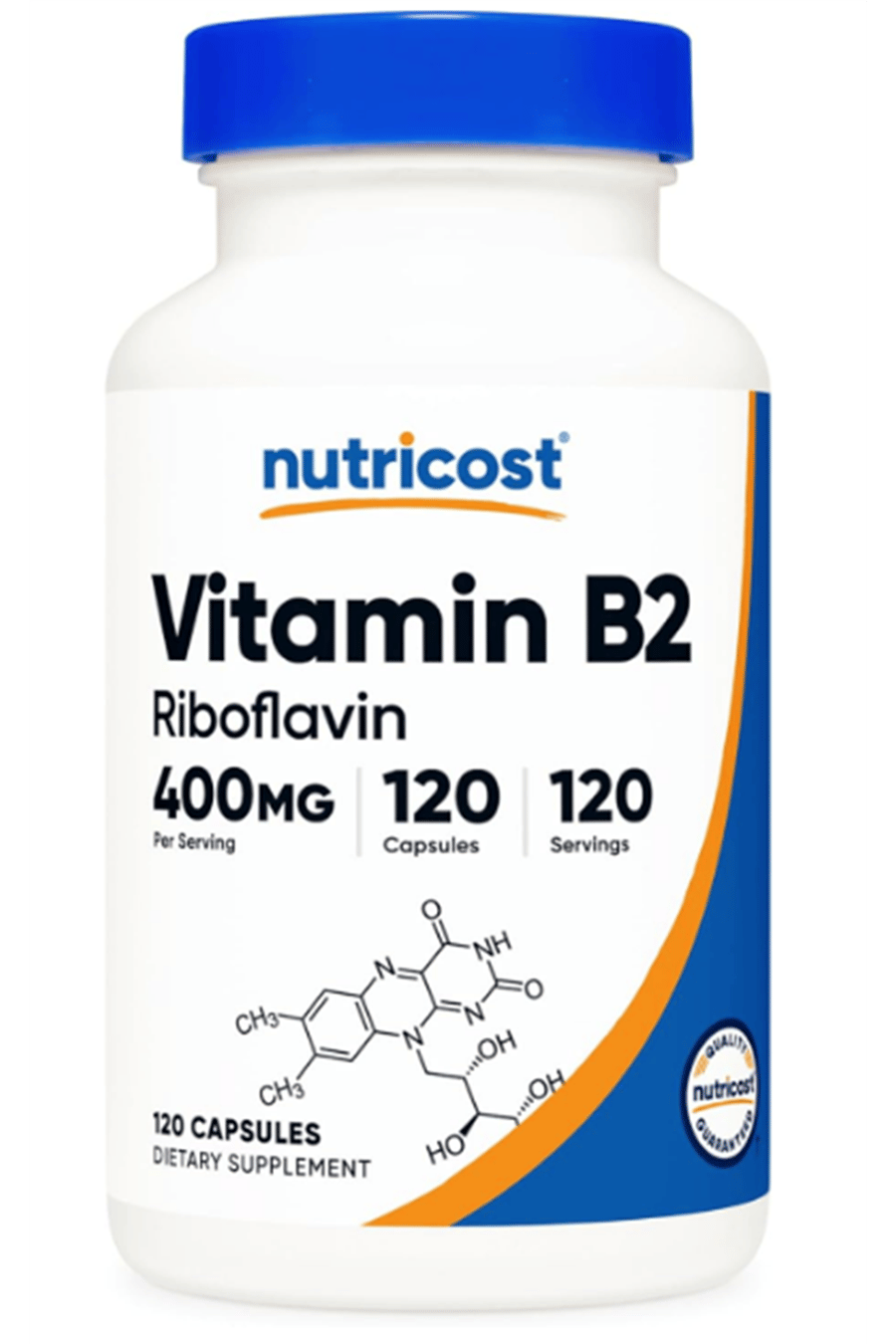 Nutricost Vitamin B2 (Riboflavin) 400mg, 120 Capsules .Abd Menşei.
