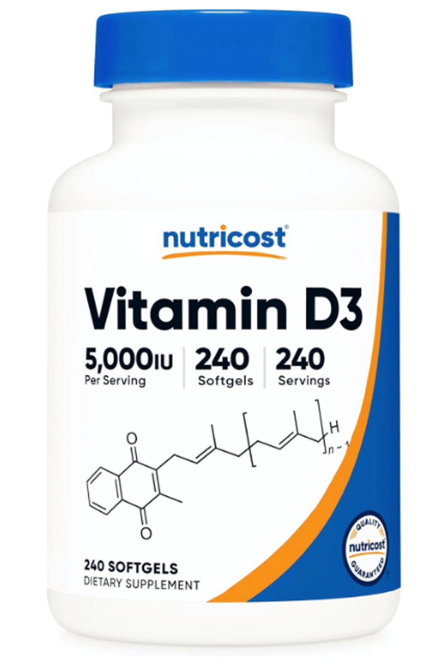 Nutricost Vitamin D3 5,000 IU (125mcg), 240 Softgels.Abd Menşei.