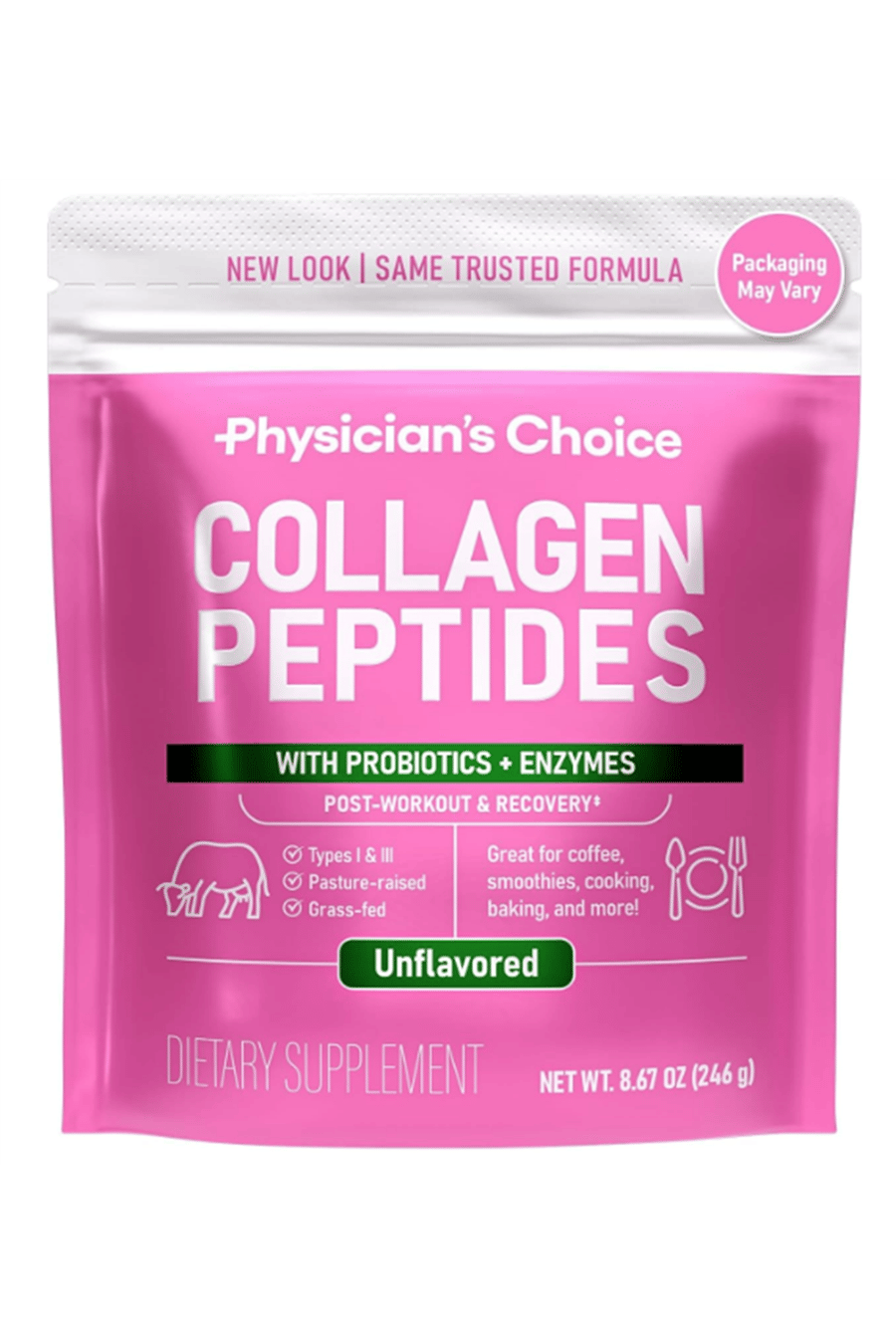 Physician's CHOICE Collagen Peptides - Hydrolyzed Protein Powder for Hair, Skin, Joints - Grass Fed, Non-GMO 246gr.Made ın Usa.