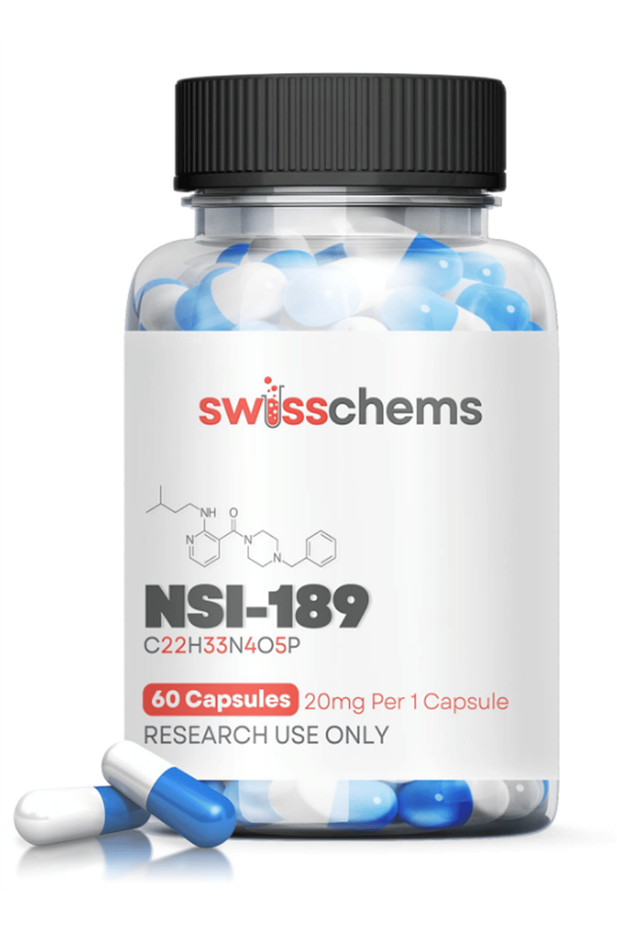 SwissChems  NSI-189 Phosphate (20mg/capsule), 60 Capsules.Orj Usa Firma Ürünü.3984