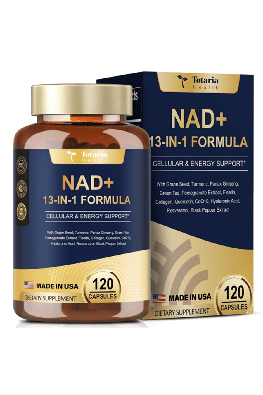 Totaria Healt  NAD+ resveratrol,Quercetin 120 Capsules.