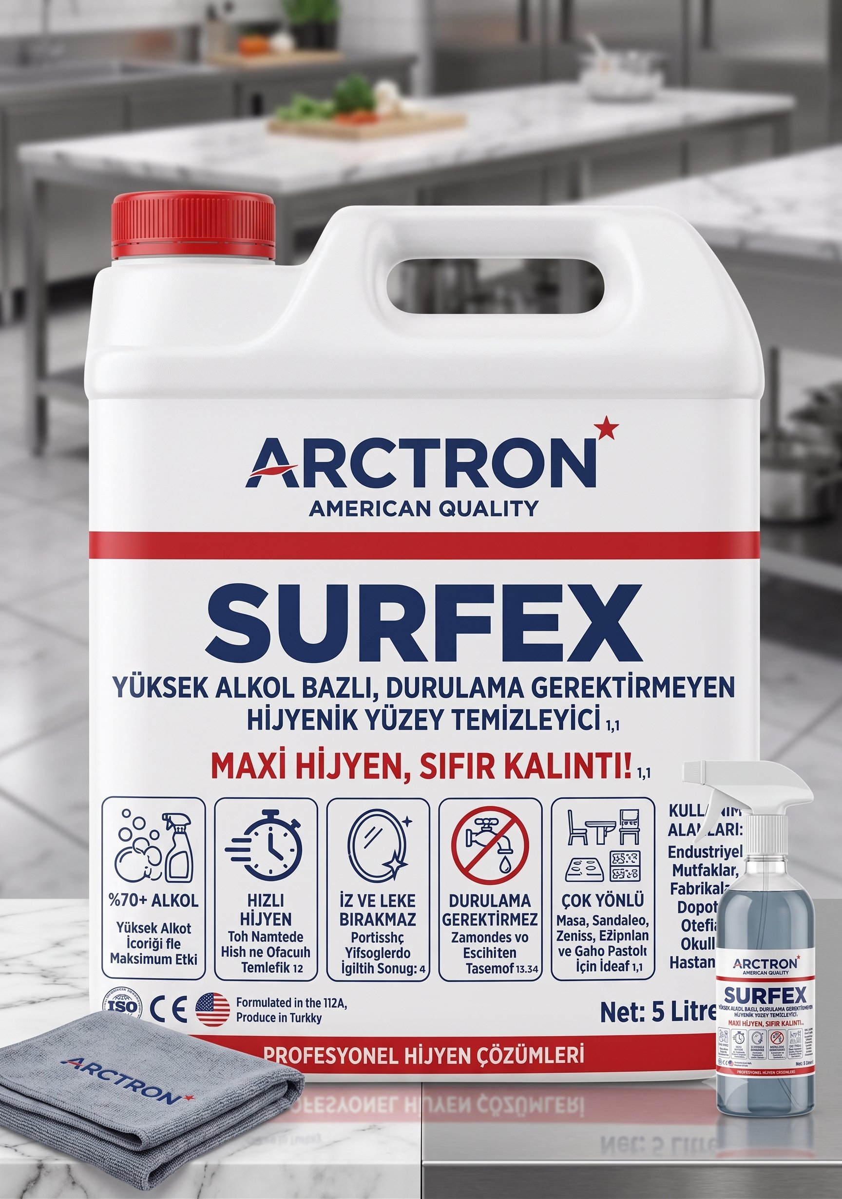 ARCTRON SURFEX Yüksek Alkol Bazlı Hijyenik Yüzey Temizleyici - 20 KG