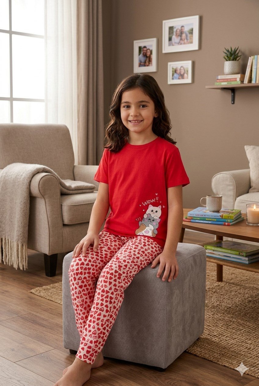 Arnetta Kız Çocuk Süprem Pijama Takımı Kırmızı