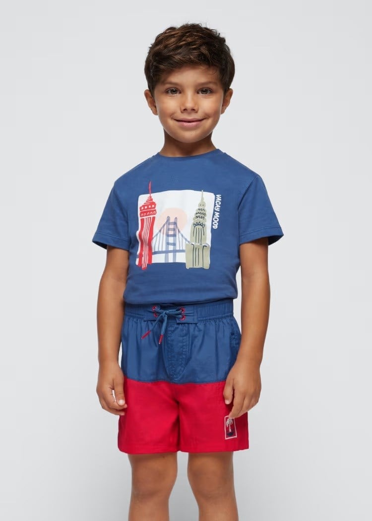 Mayoral 2'li Baskılı Erkek Çocuk T-Shirt Set Lacivert