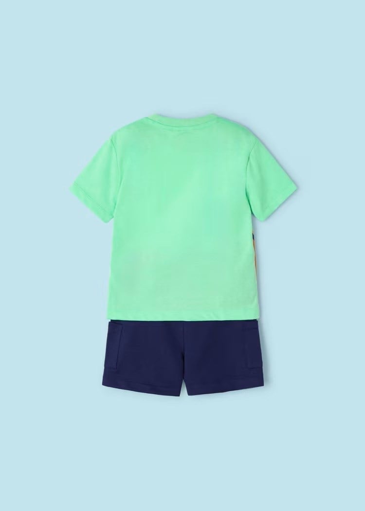 Mayoral Erkek Çocuk 2 Parça Baskılı T-Shirt - Şort Takım Yeşil