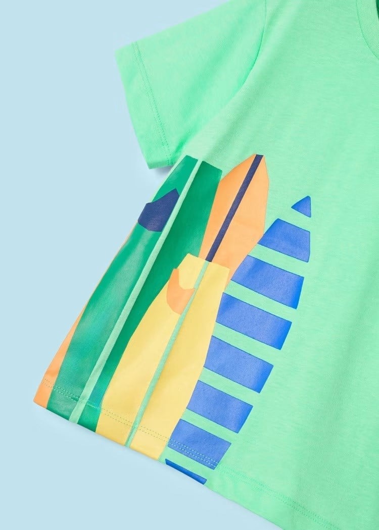 Mayoral Erkek Çocuk 2 Parça Baskılı T-Shirt - Şort Takım Yeşil