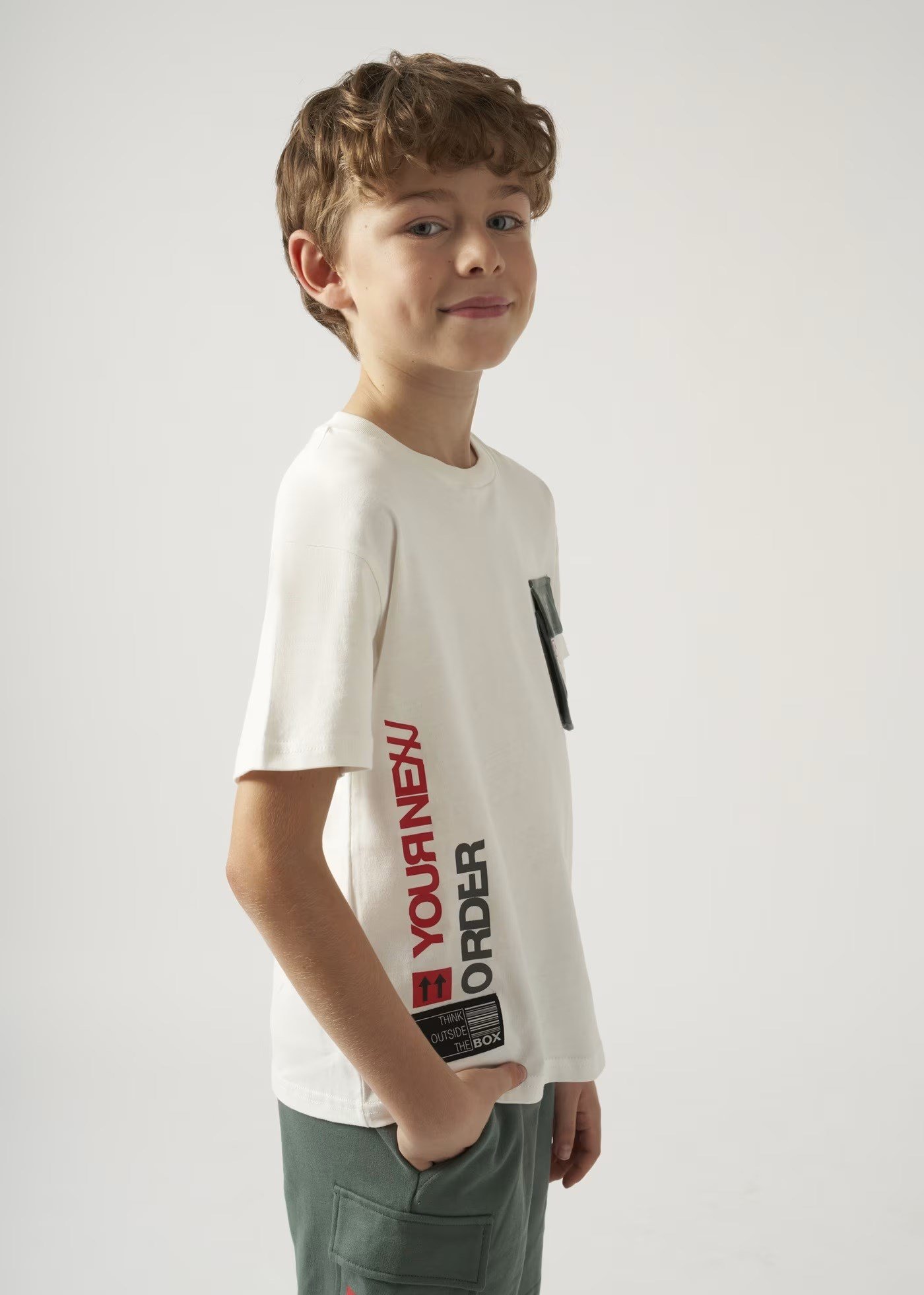 Mayoral Erkek Çocuk 2 Parça Baskılı T-Shirt - Şort Takım Beyaz