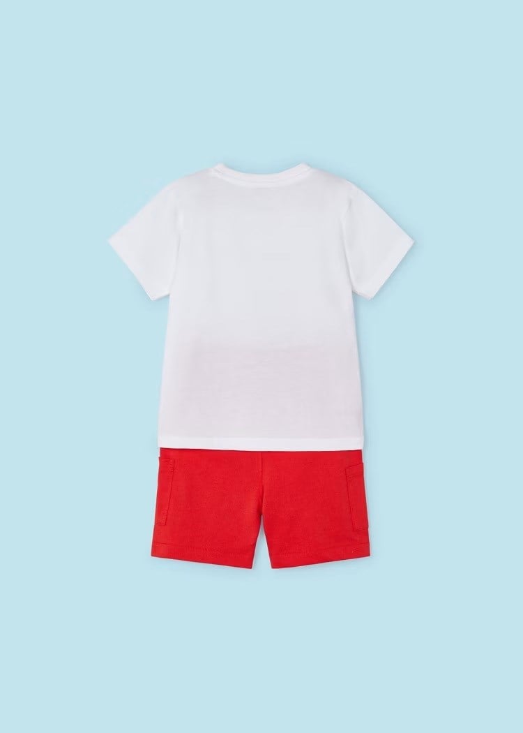 Mayoral Erkek Çocuk 2 Parça Baskılı T-Shirt - Şort Takım Beyaz