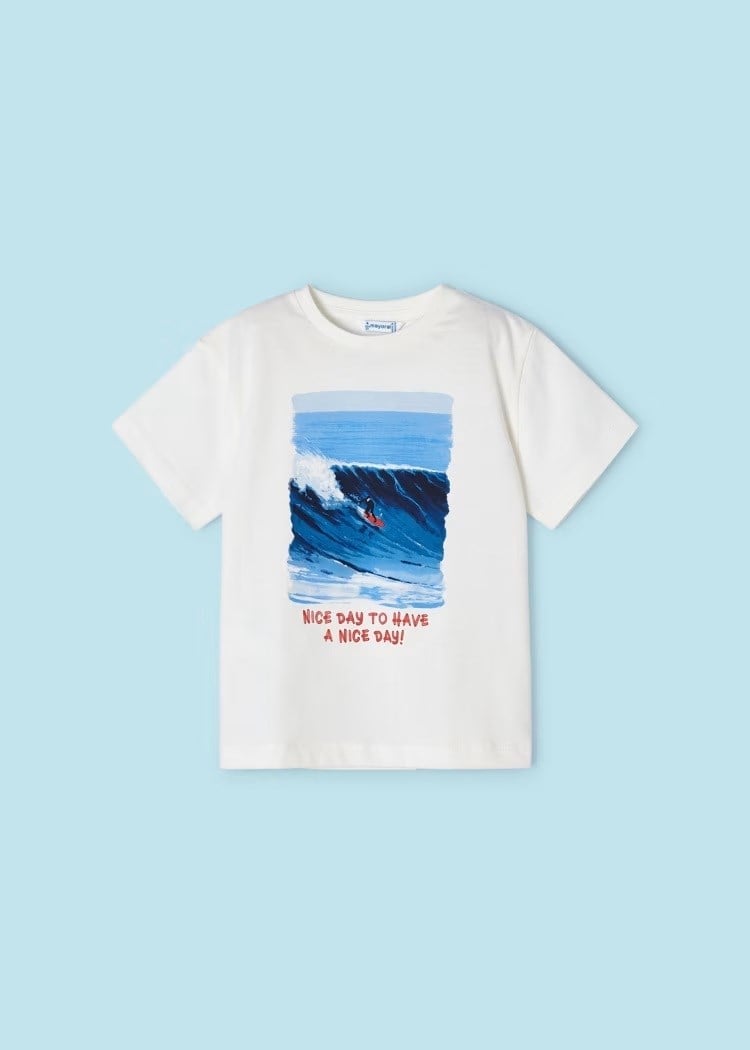 Mayoral Erkek Çocuk 3 Parça Baskılı T-Shirt - Şort Takım Kırmızı-Beyaz