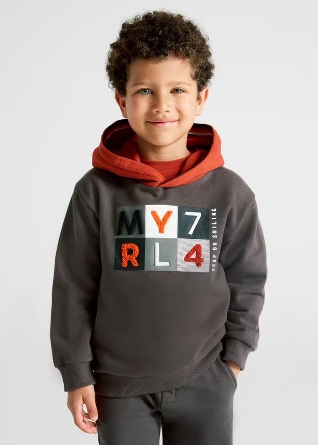 Mayoral Erkek Çocuk Kapşonlu İşlemeli Sweatshirt Krem