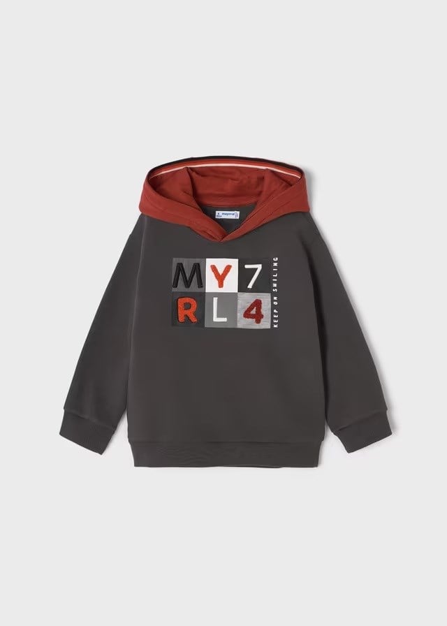 Mayoral Erkek Çocuk Kapşonlu İşlemeli Sweatshirt Krem