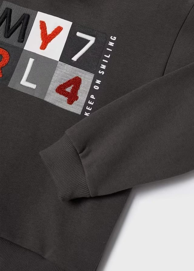 Mayoral Erkek Çocuk Kapşonlu İşlemeli Sweatshirt Krem