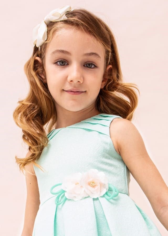 Mayoral Kız Çocuk Çiçek Aplikeli Elbise Mavi