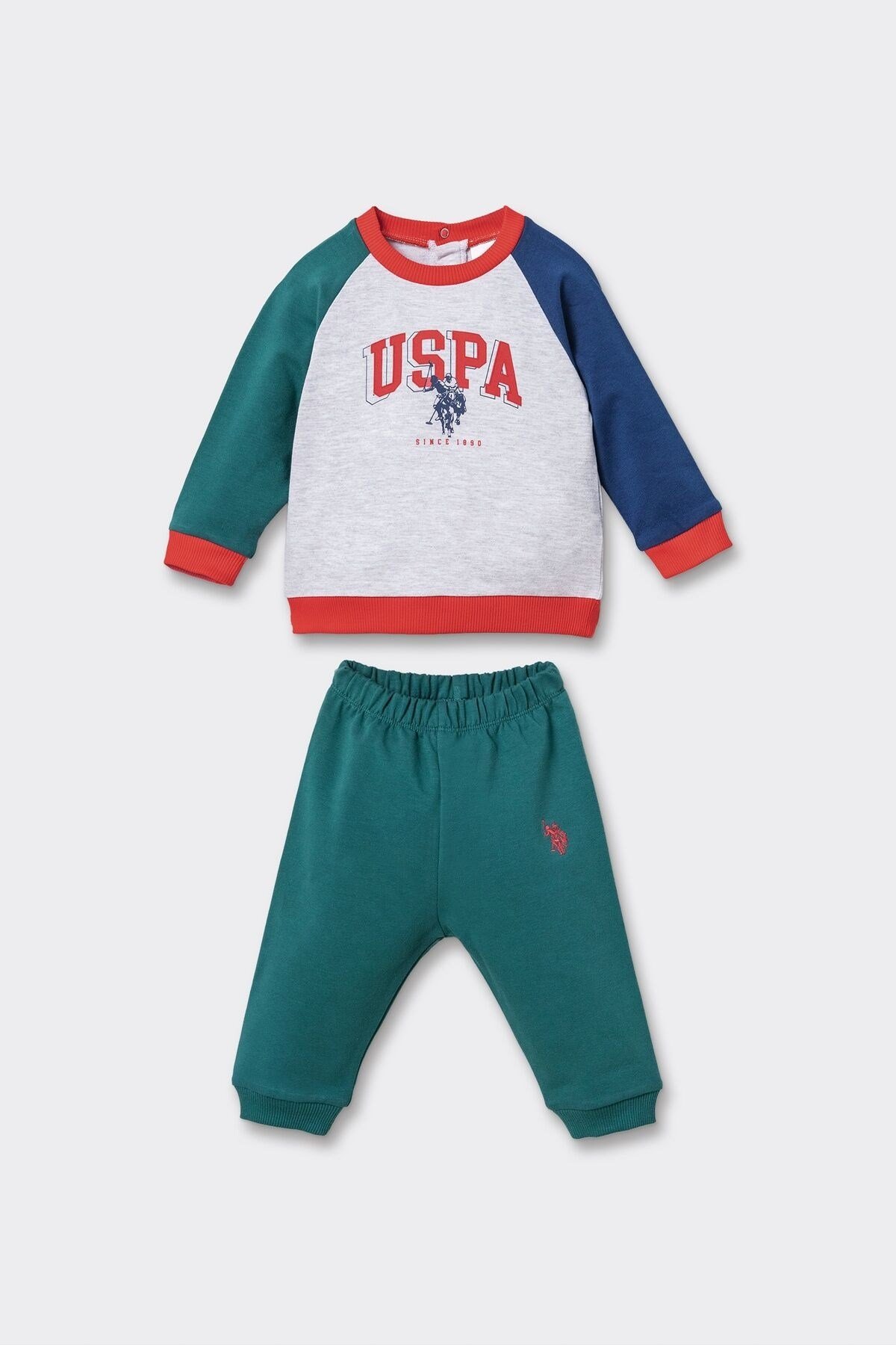 U.S. Polo Assn Erkek Bebek Baskılı 2 li Eşofman Takım Gri