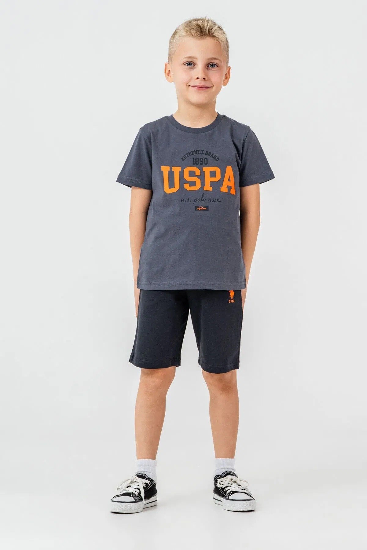 U.S. Polo Assn Erkek Çocuk Süprem Şortlu Takım Füme