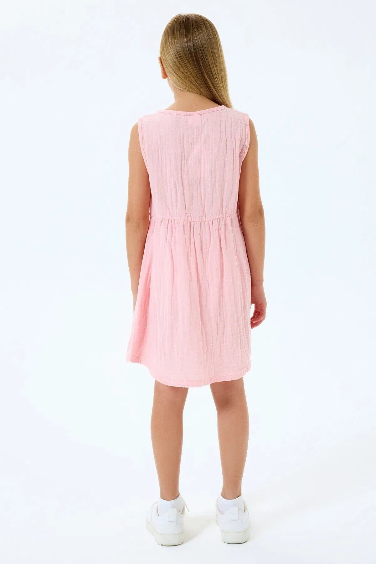 U.S. Polo Assn Kız Çocuk Müslin Elbise Pembe