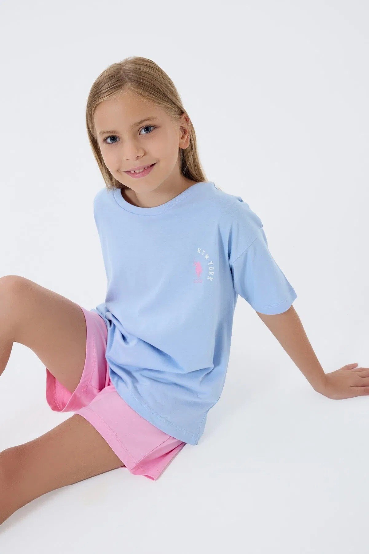 U.S. Polo Assn Kız Çocuk Süprem Şortlu Takım Mavi