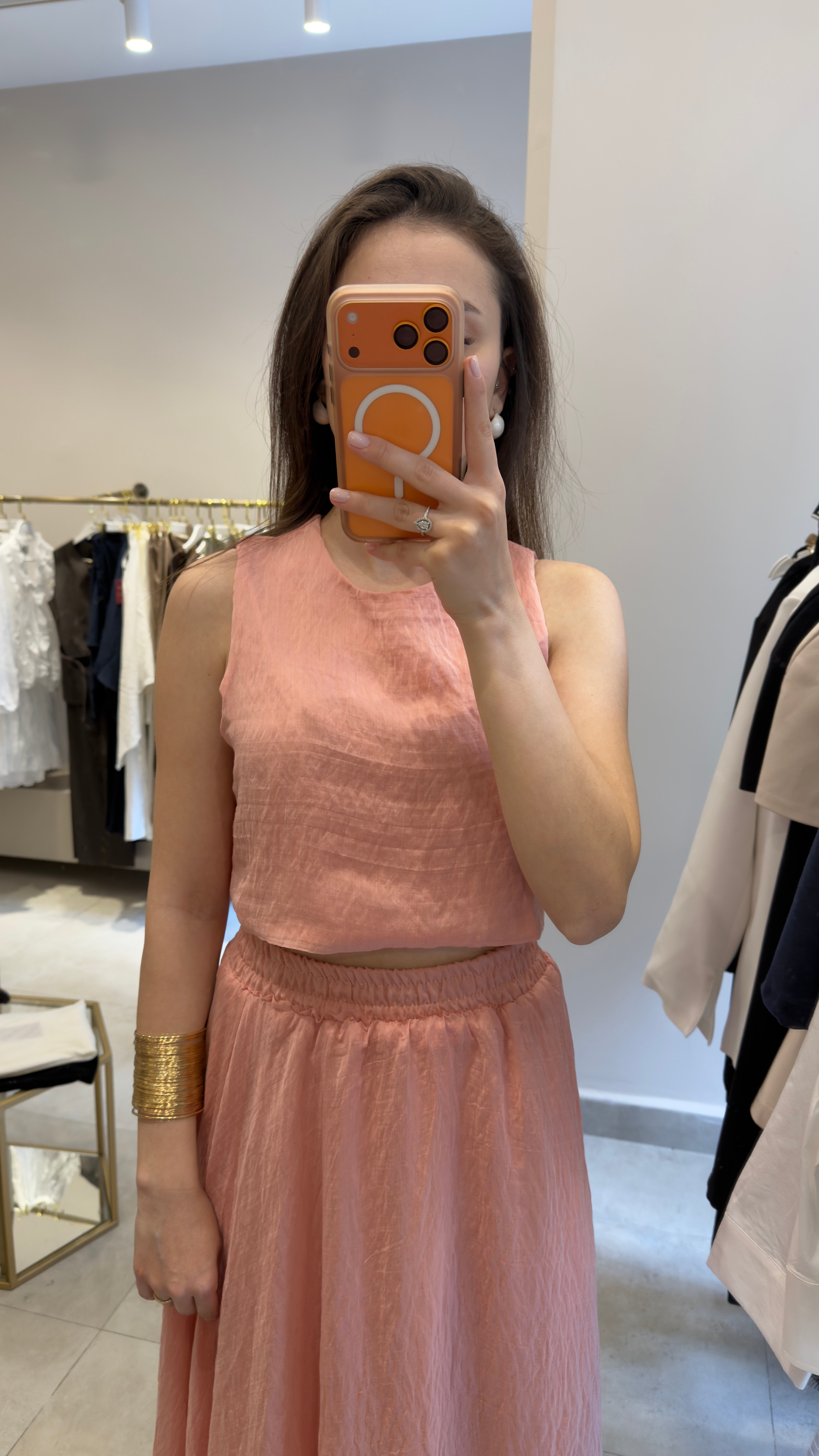  PEMBE KALIN ASKILI BLUZ