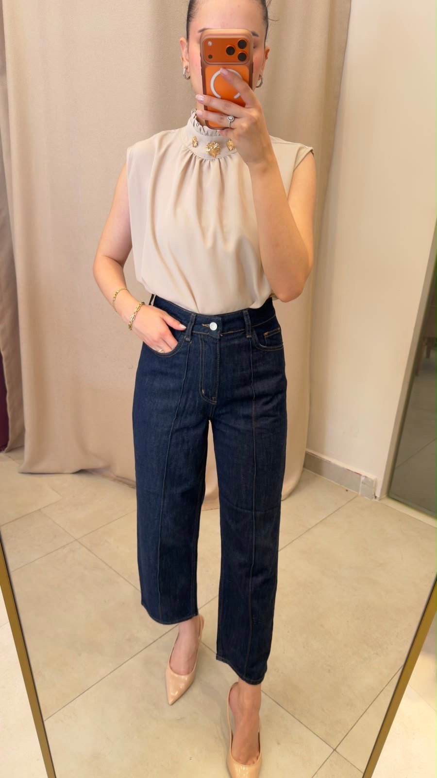 NERVÜR DİKİŞ DETAYLI LACİVERT JEAN 
