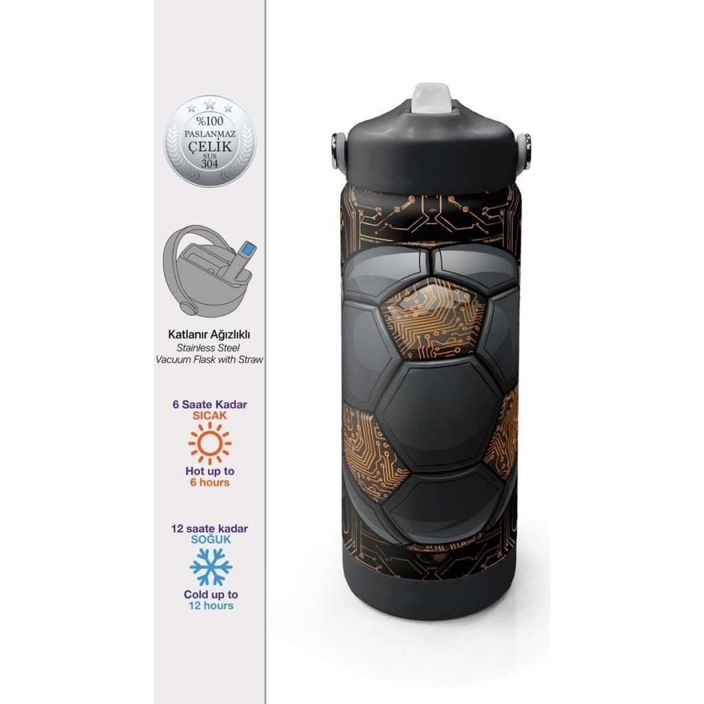 Coral High Futbol Desenli Katlanır Ağızlıklı Çelik Termos 650 ml 38317