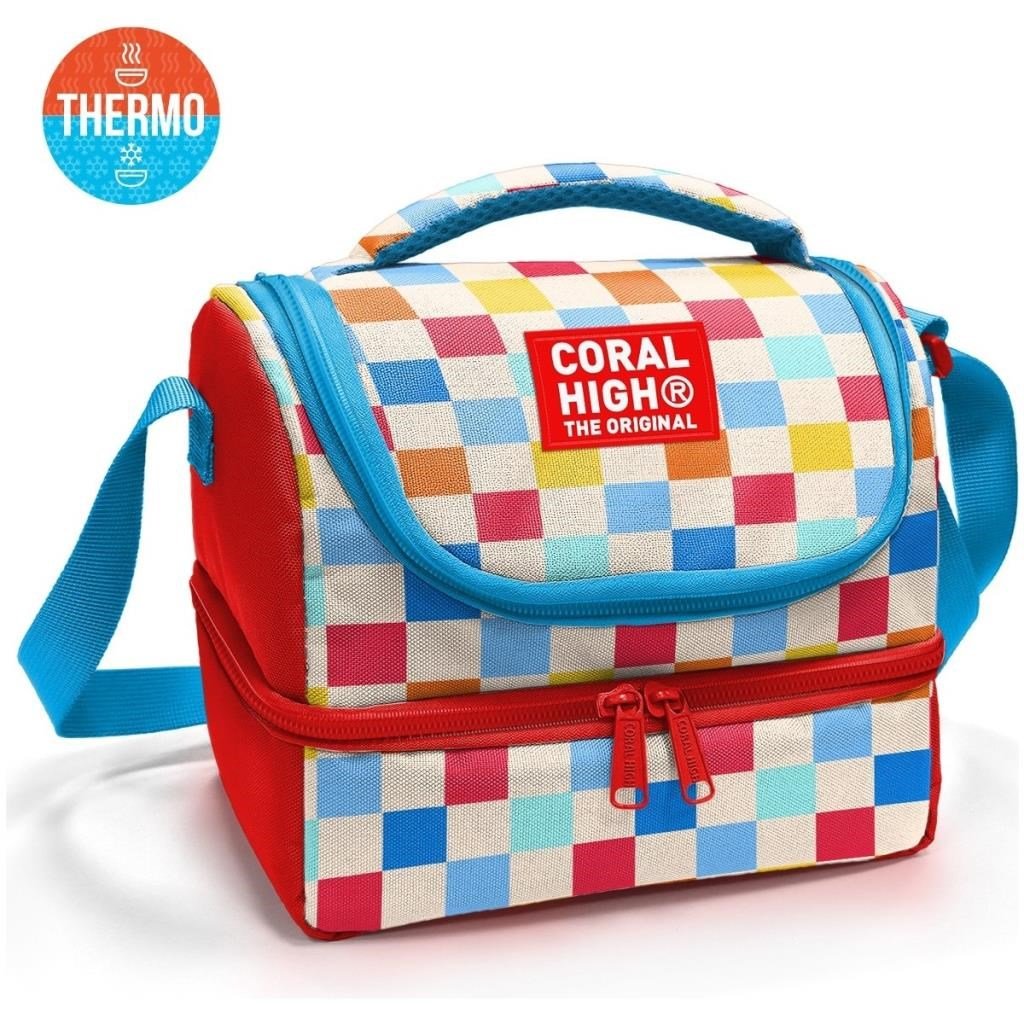 Coral High Kids Çok Renkli Dama Desenli Thermo İki Katlı Beslenme Çantası 37205