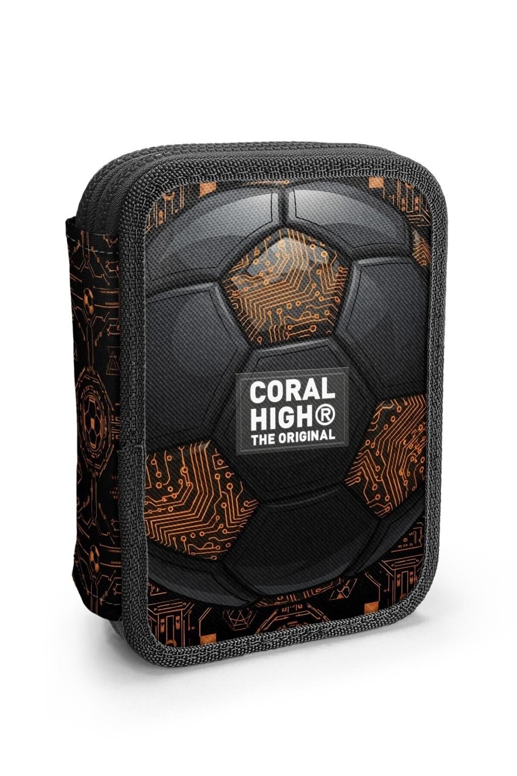 Coral High Kids Futbol Desenli Çift Katlı Kalem Çanta 31106