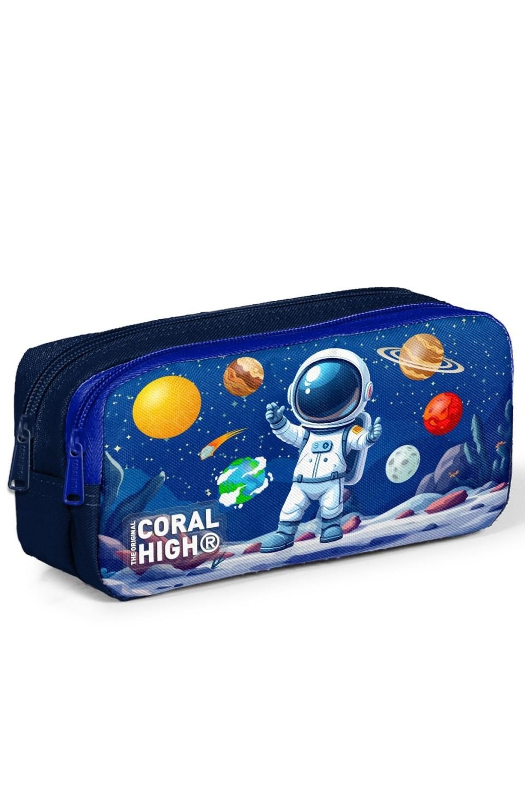Coral High Kids Lacivert Astronot Desenli İki Bölmeli Kalem Çantası 31052