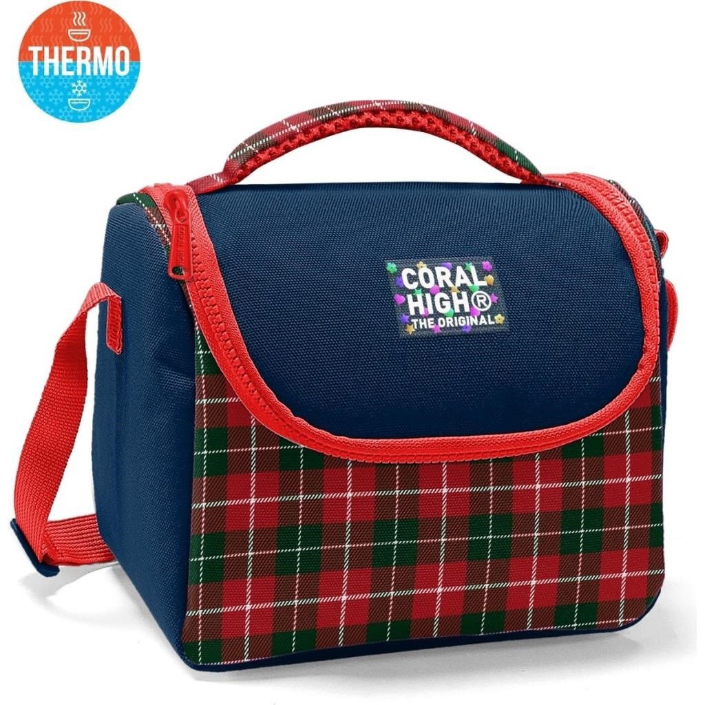 Coral High Kids Lacivert Ekose Fiyonk Desenli Thermo Beslenme Çantası 37107