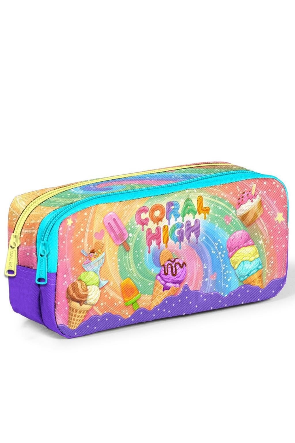 Coral High Kids Milka Dondurma Desenli İki Bölmeli Kalem Çantası 31054