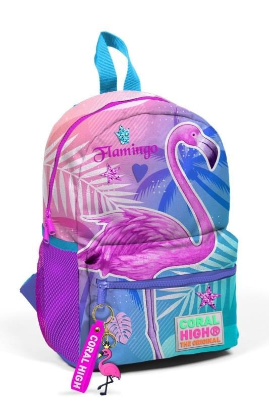 Coral High Kids Minik Yuva Sırt Çantası Lavanta Pembe Flamingo Desenli İki Bölmeli 23505