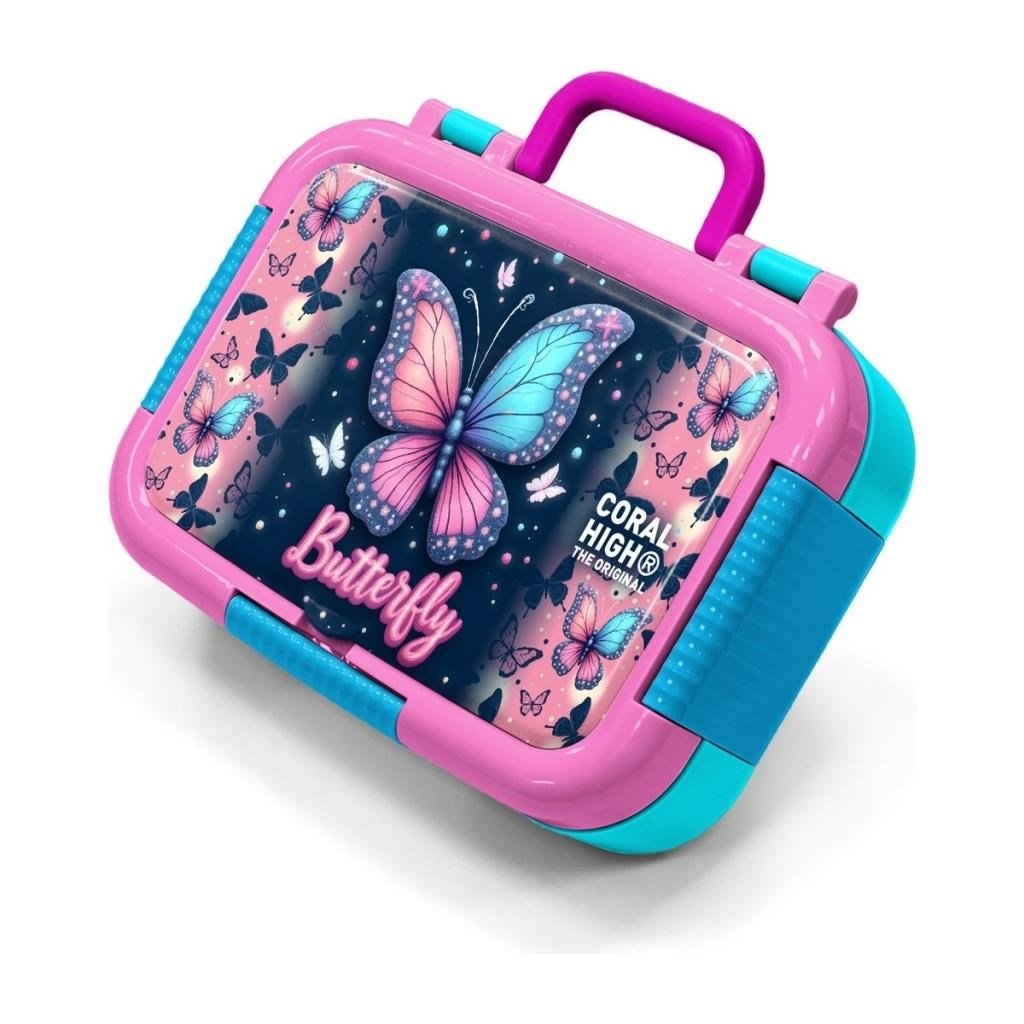 Coral High Kids Pastel Renkli Kelebek Desenli Paslanmaz Çelik Beslenme Kabı 39149