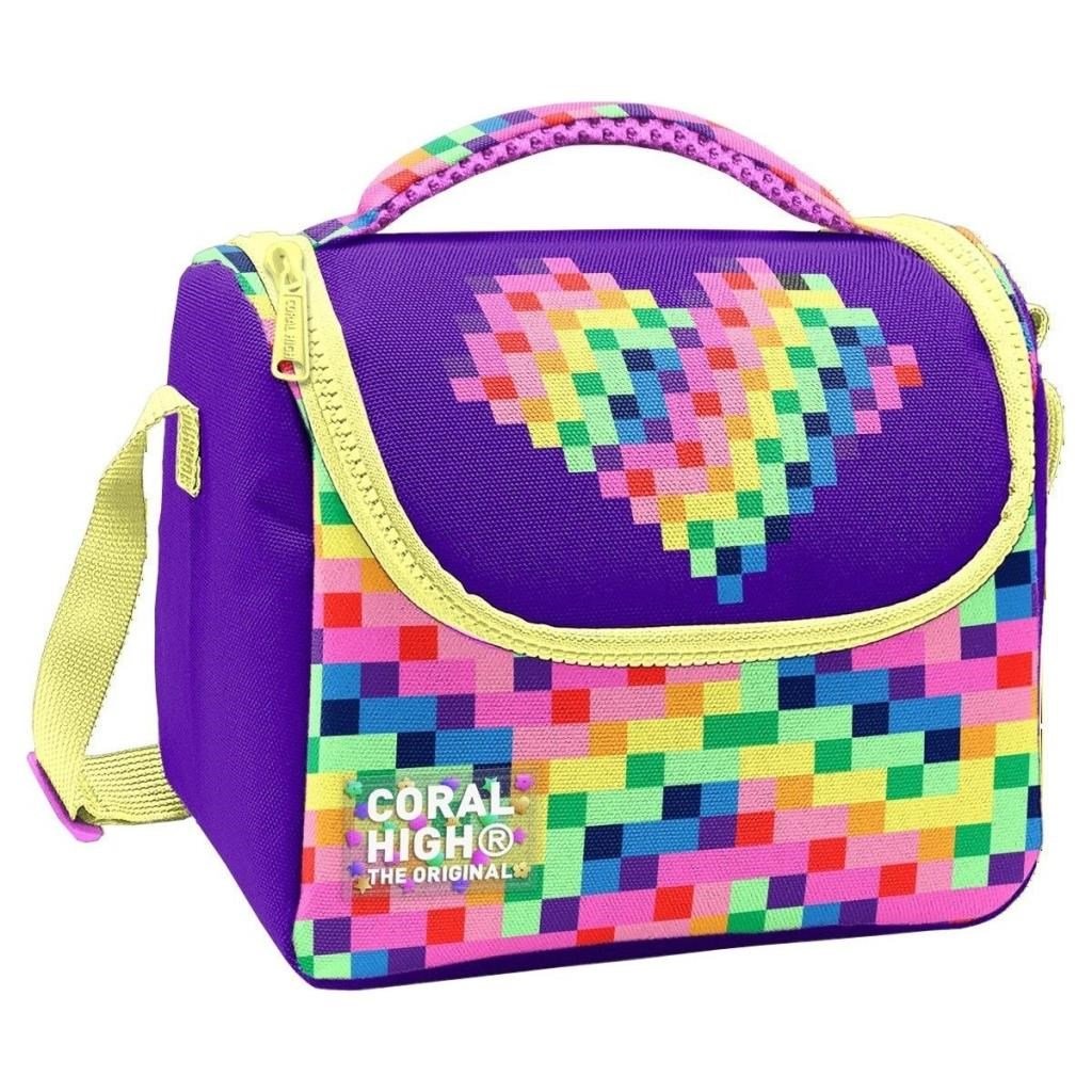 Coral High Kids Renkli Piksel Kalp Desenli Thermo Beslenme Çantası 37108