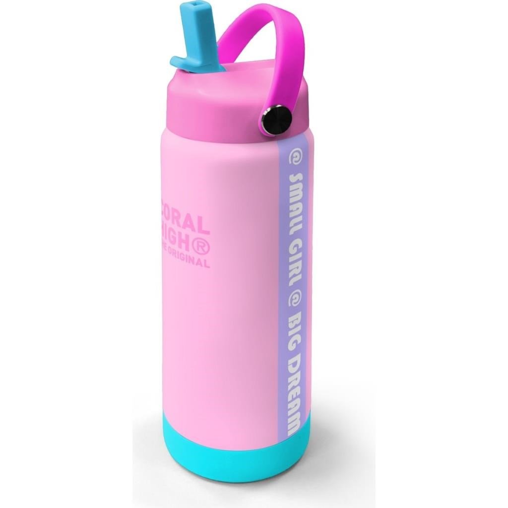 Coral High Pembe Turkuaz Desenli Katlanır Ağızlıklı Çelik Termos 650 ml 38356