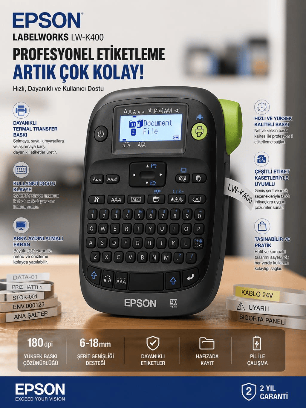 Epson LabelWorks LW-K400 Termal Transfer Etiket Yazıcı