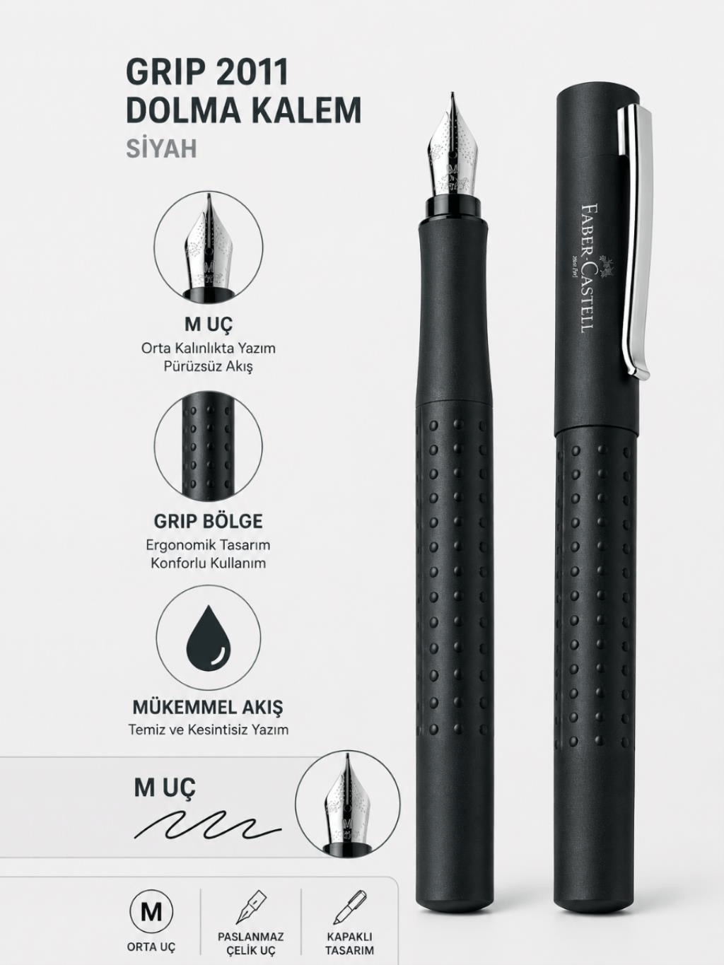 Faber Castell Dolma Kalem Grip 2011 M Uç Siyah