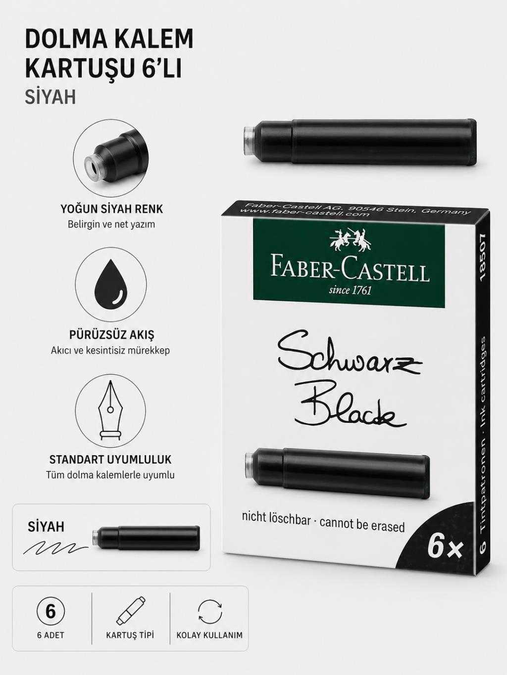 Faber Castell Dolma Kalem Kartuşu 6