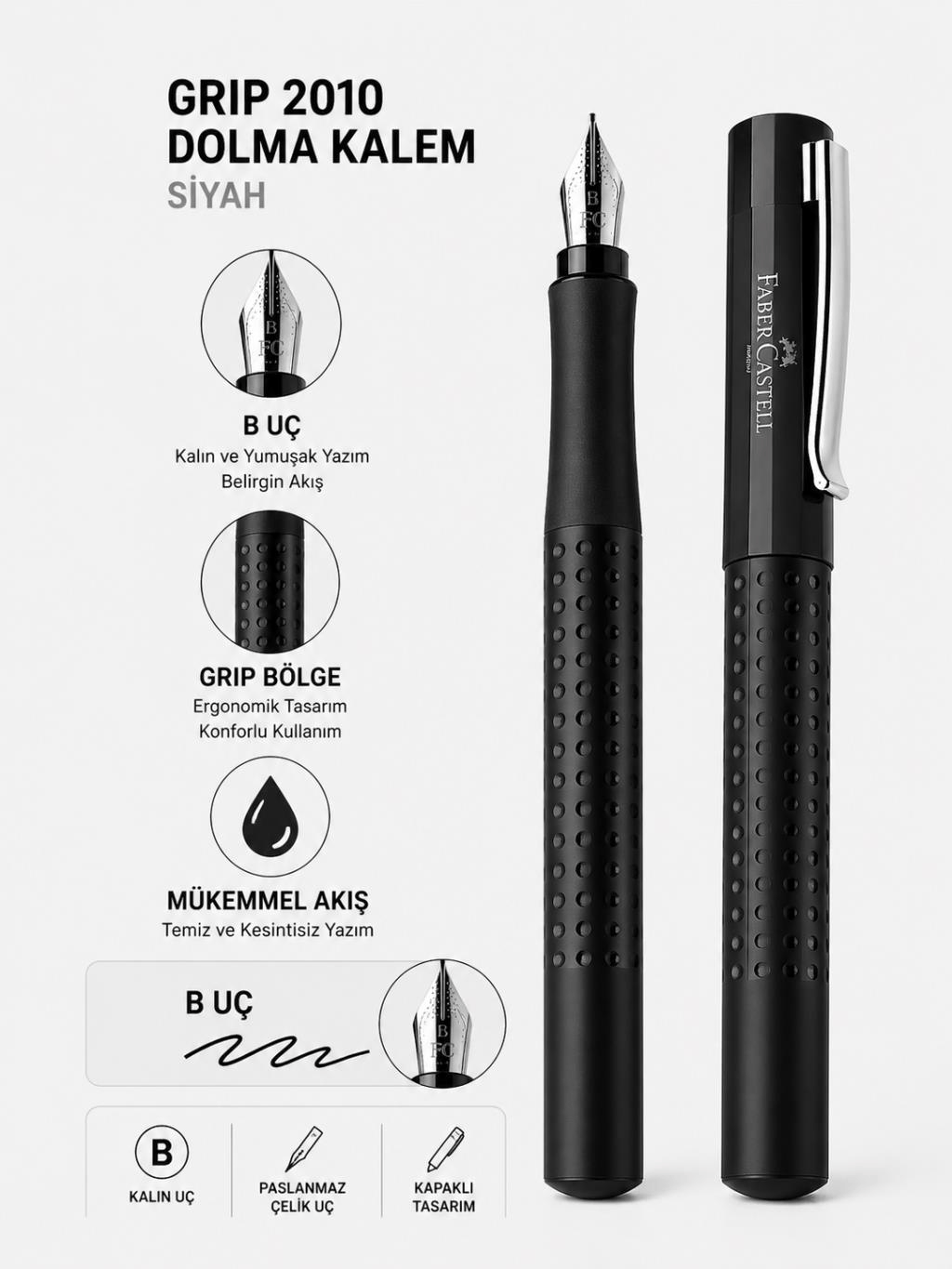 Faber Castell Grip 2010 Dolma Kalem B Uç Siyah