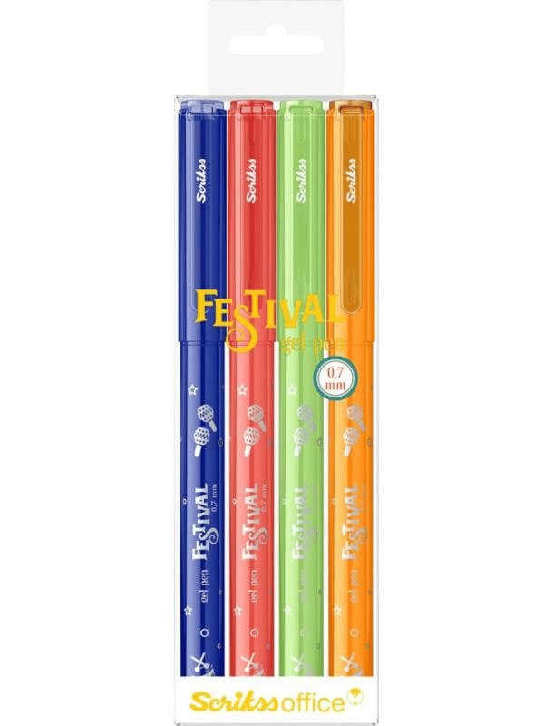 Festival Jel Tükenmez Kalem 0.7 mm Vivid Renkler 4'Lü Blister-1