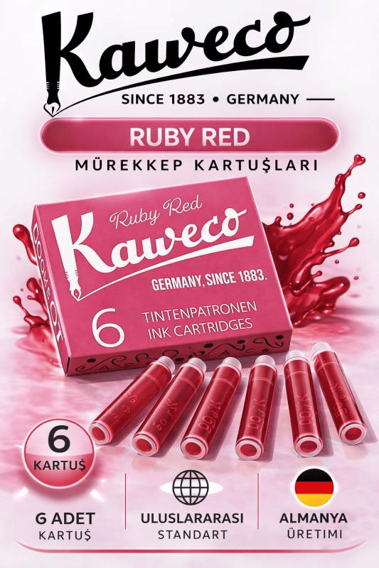 Kaweco Dolma Kalem Kırmızı Mürekkep Kartuşu 6’lı Paket – Uluslararası Standart
