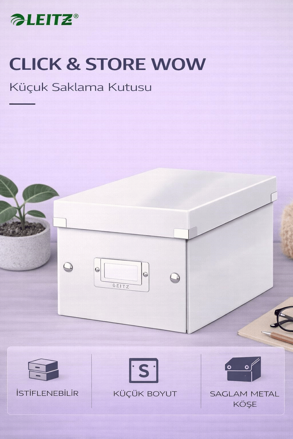 Leitz Click & Store WOW Küçük Saklama Kutusu Metalik Beyaz - KOD:60430001