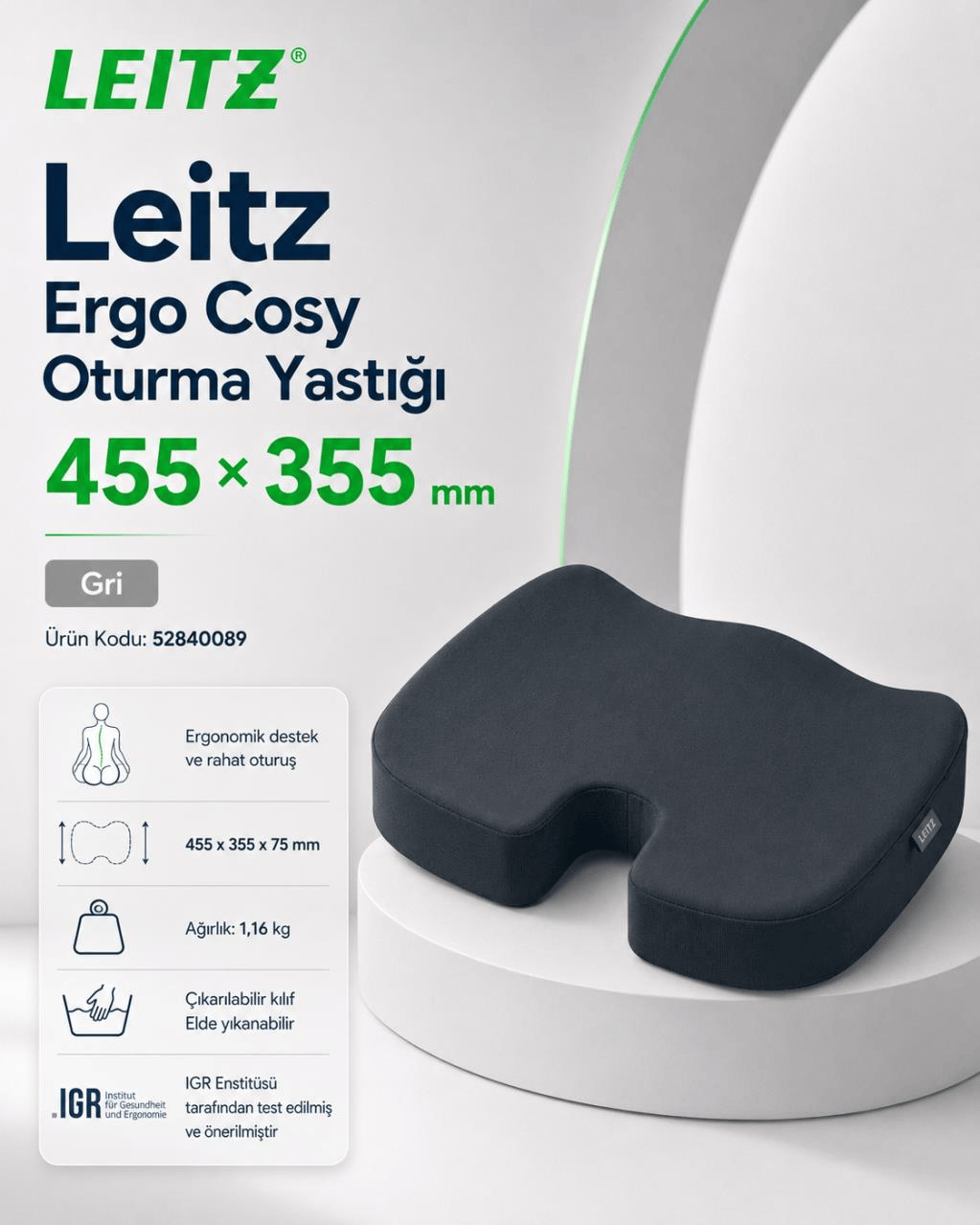 Leitz Cosy Ergo Oturma Yastığı - GRİ - KOD:52840089